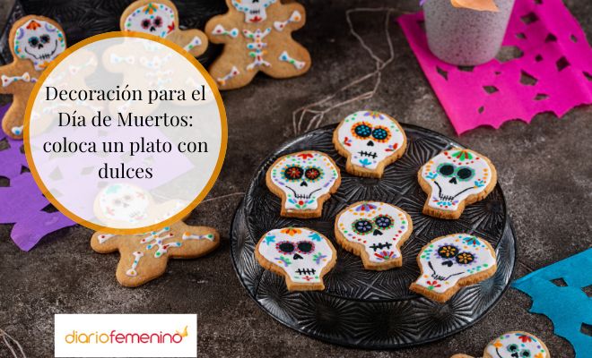 Decoración con dulces para el Día de Muertos