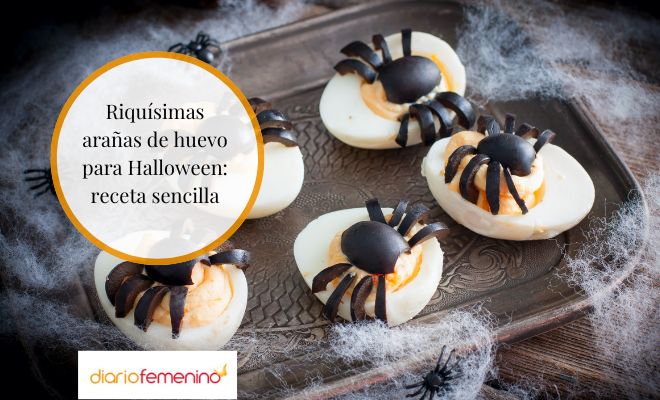 Receta de arañas de huevo para Halloween