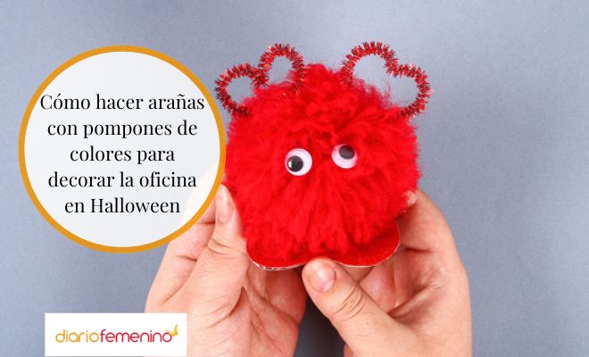 Decora tu oficina en Halloween con pompones de araña