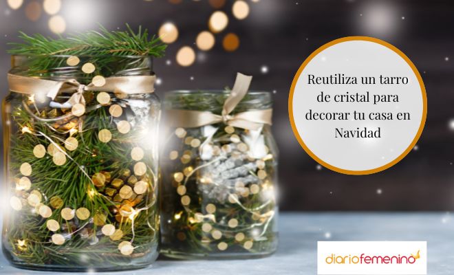 Tarros de cristal decorados para Navidad
