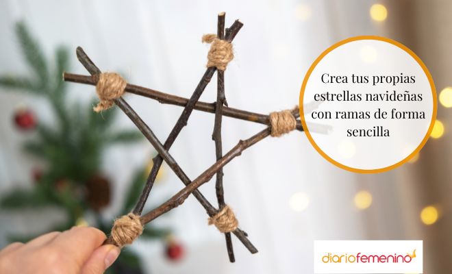 Las estrellas con ramas son muy sencillas de hacer en Navidad