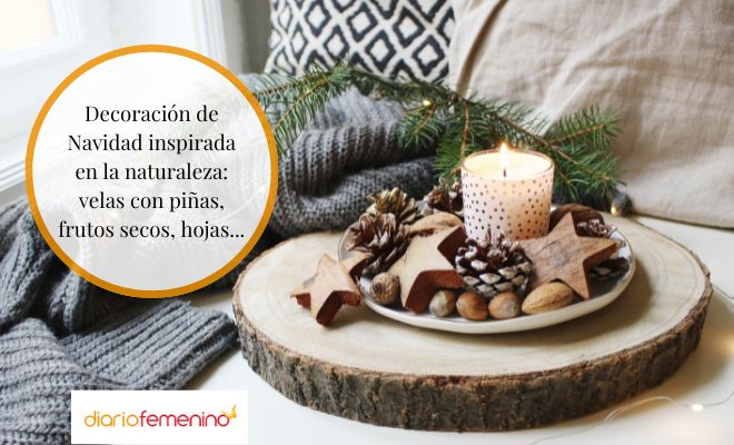 Decoración navideña natural con velas