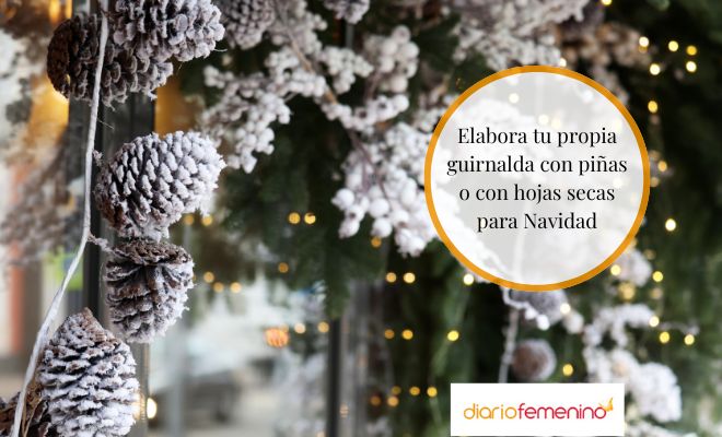 Cómo hacer una guirnalda con hojas y piñas en Navidad