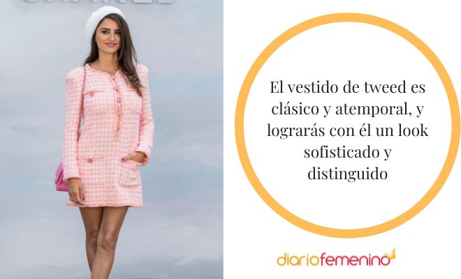 ¿Cómo combinar un vestido de tweed?