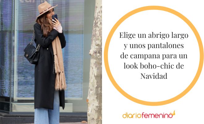 Look bohemio de Navidad con abrigo