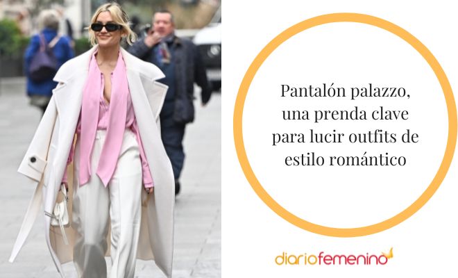 Looks de estilo romántico con pantalón palazzo