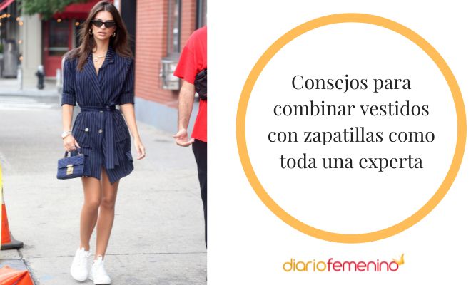 Ideas para combinar un vestido con zapatillas