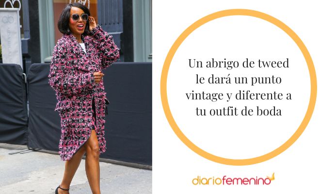 Para una boda sofisticada, apuesta por un abrigo de tweed
