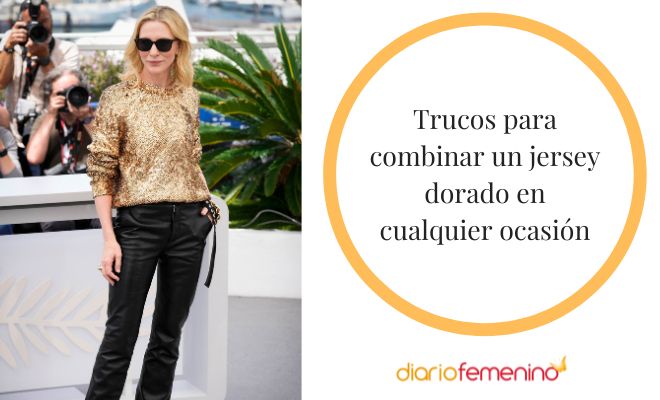 ¿Cómo combinar un jersey de color dorado?