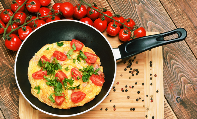 Receta de tortilla francesa con tomates cherry