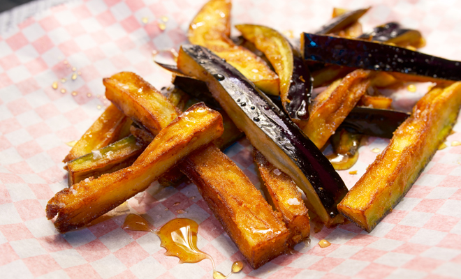 Berenjenas con miel para Navidad