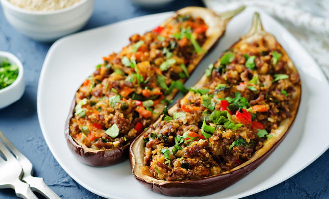 Berenjenas rellenas veganas para Navidad