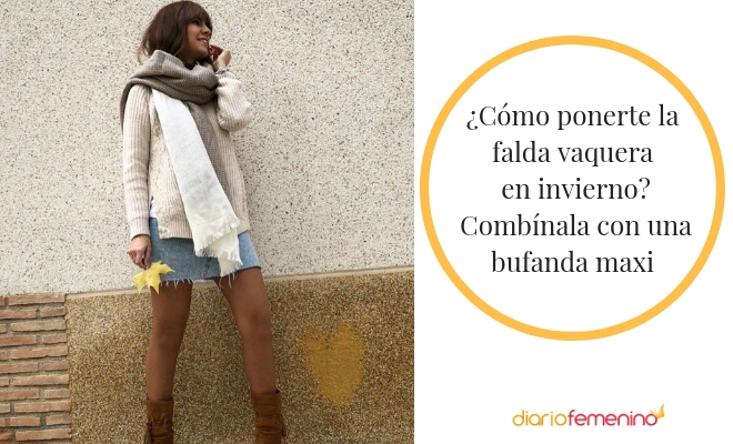 Cómo combinar la falda vaquera en invierno