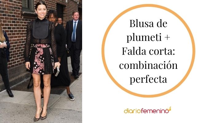 Ideas para combinar blusa de plumeti con falda
