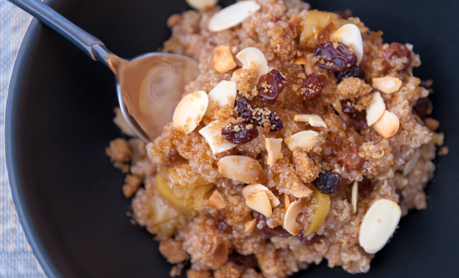 Receta de desayuno: quinoa con canela y manzana
