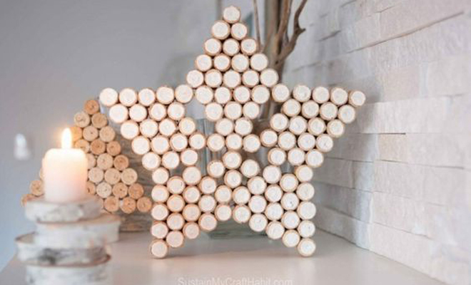Estrella con corchos de botellas