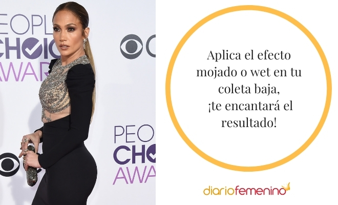 La coleta baja con efecto wet es muy llamativa