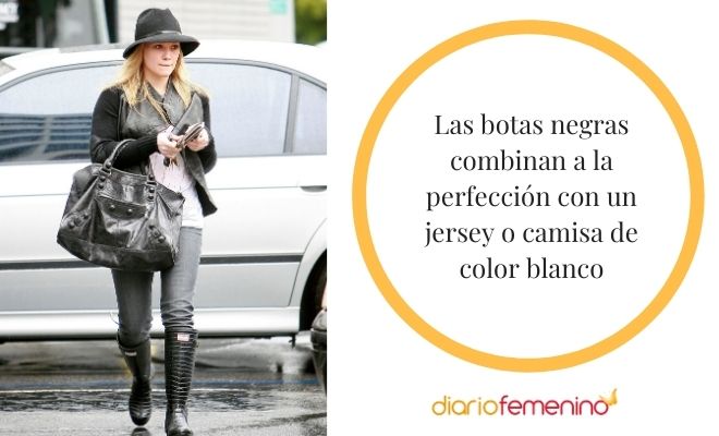 Looks con botas negras y jersey blanco