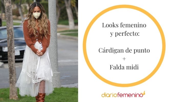Cómo lucir un cárdigan de punto con una falda