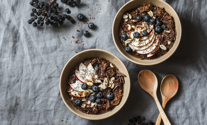 Receta de porridge de avena con cacao