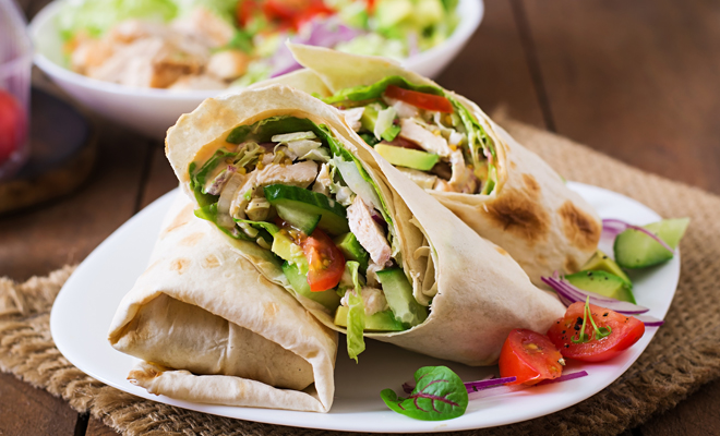 Wrap vegetal para un desayuno rico en proteínas