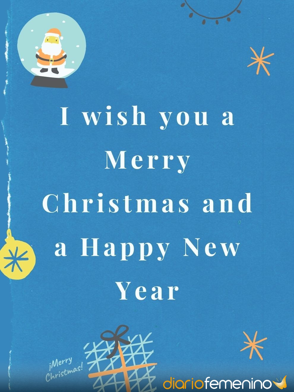Bella tarjeta de Navidad y Año Nuevo en inglés para enviar