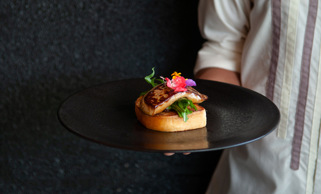 Canapé para Navidad con carne