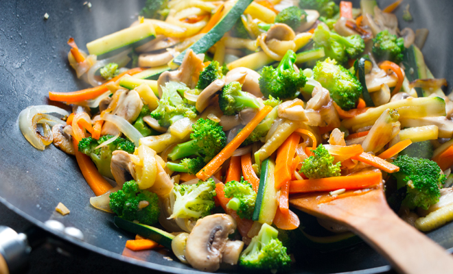 Receta de verduras y setas al wok