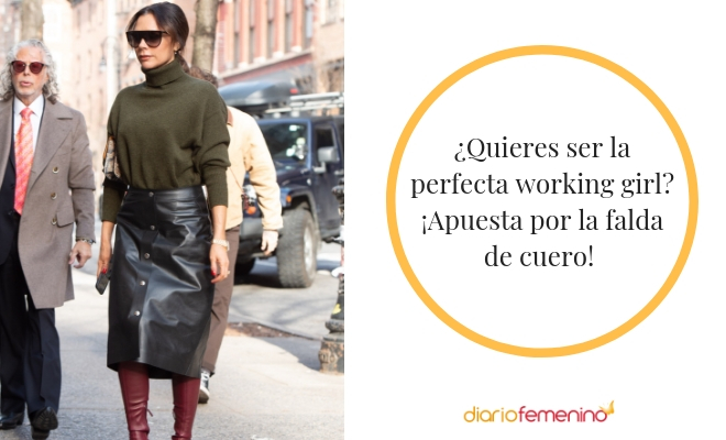 Luce tu falda de cuero en tu look de oficina