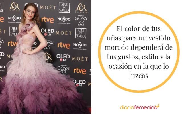 Así debes pintarte las uñas para un vestido morado