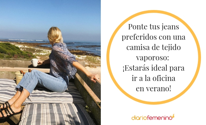 Unos vaqueros con una camisa vaporosa son ideales para ir a trabajar en verano