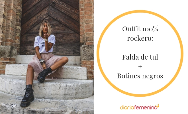 Las faldas de tul también sirven para los outfits más rockeros