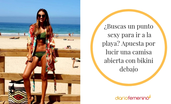 ¿Te animas a llevar una camisa abierta con un bikini debajo para la playa?