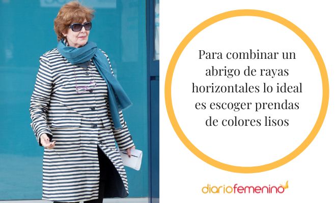 ¿Cómo combinar un abrigo de rayas horizontales?