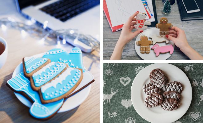 Ideas para decorar la oficina en Navidad: un plato con dulces
