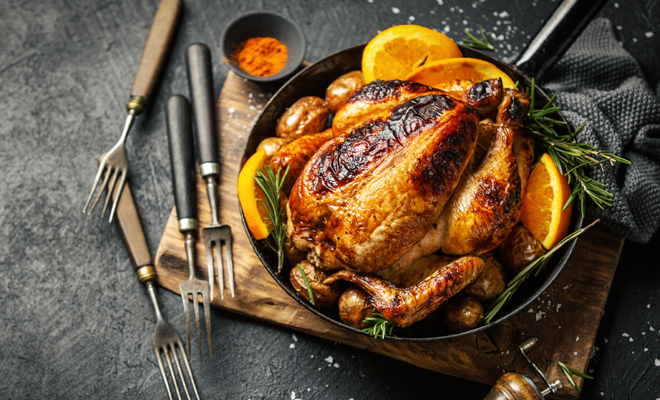Receta de pavo o pollo relleno de Navidad típica de Estados Unidos