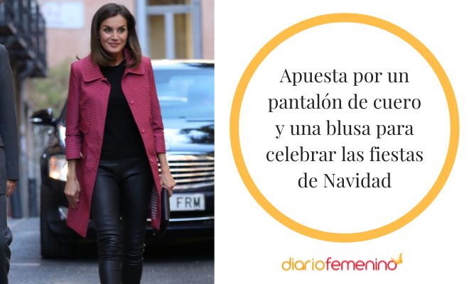 Outfit con pantalón de cuero para Navidad