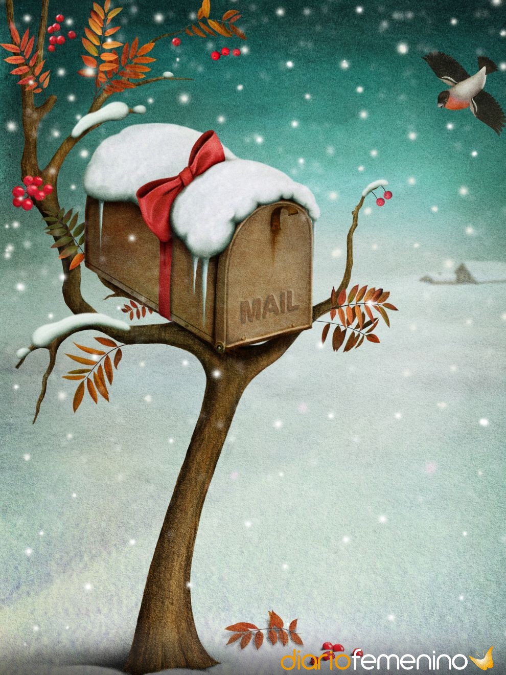 Bonita tarjeta de Navidad antigua para enviar a tus seres queridos