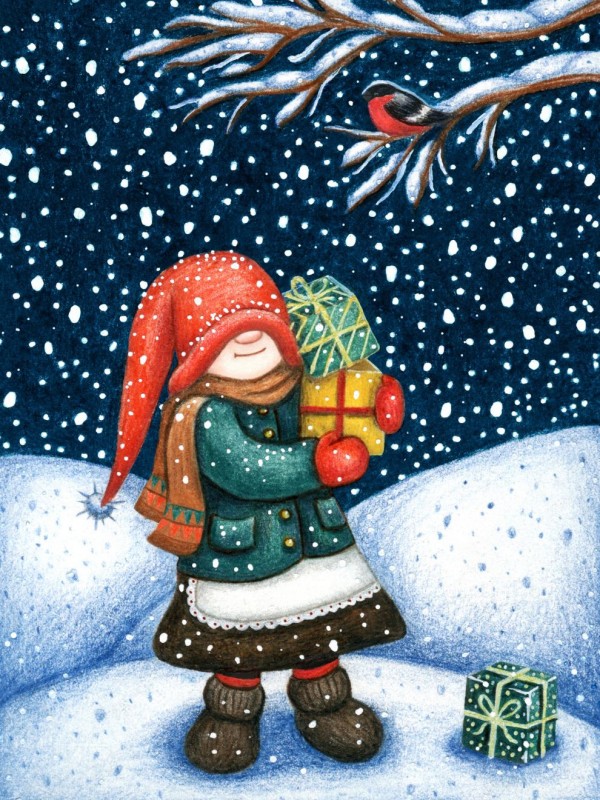 Ilusión en una tarjeta navideña antigua para tu familia o amigos