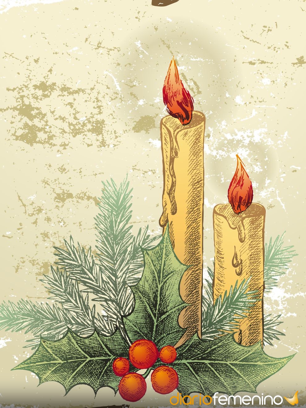 Simple postal navideña antigua para enviar en Año Nuevo
