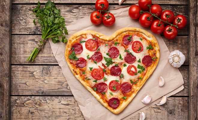 Receta de pizza para San Valentín