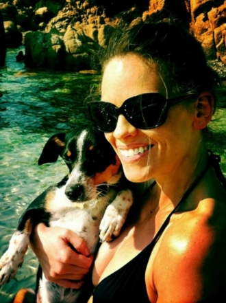 Perros de famosos: Rumi y Kai, los mestizos de Hilary Swank