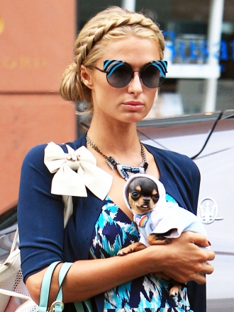 Moño con trenzas de Paris Hilton