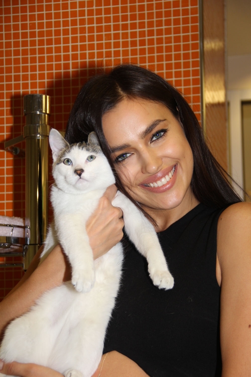 La novia de Cristiano Ronaldo, Irina Shayk, disfruta con los gatos