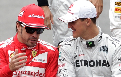 Fernando Alonso y Michael Schumacher, amigos y rivales sobre el asfalto