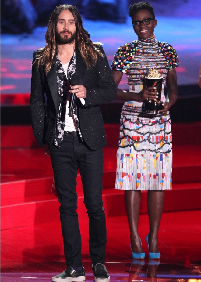 Lupita Nyong'o y Jared Leto, en los Premios MTV Movie Awards 2014