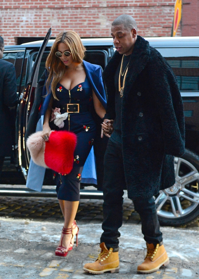 Beyoncé y Jay Z, a su llegada al desfile de Kanye West