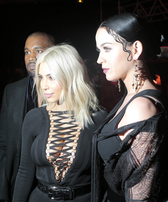 Kim Kardashian, junto a su marido Kanye West y Katy Perry