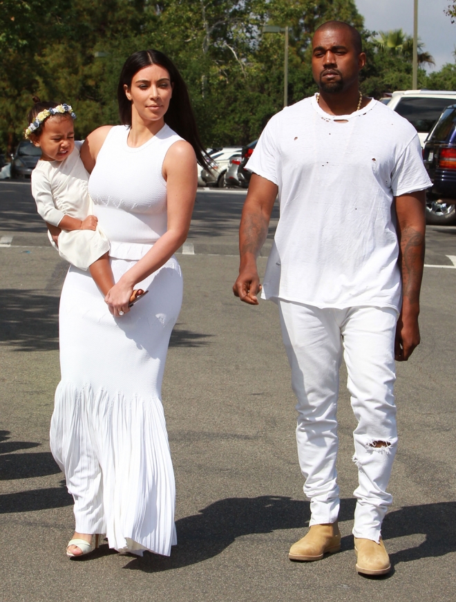 Kim Kardashian, junto a su marido Kanye West y la pequeña North
