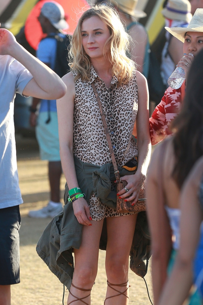 Diane Kruger, animal print en Coachella